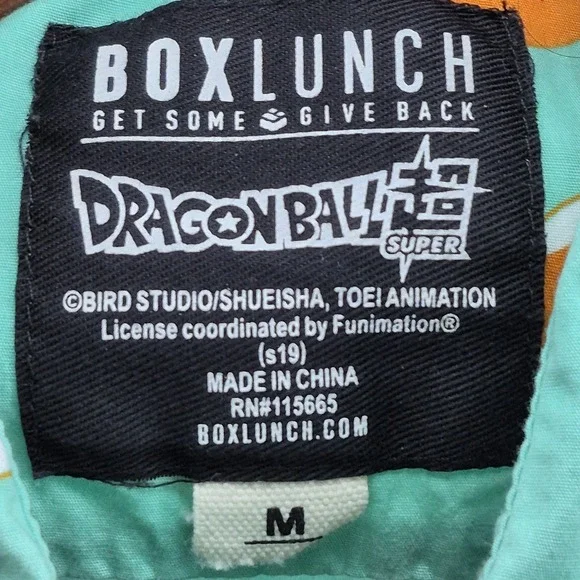 Box Lunch Dragon Ball Z Button Up Shirt Sleeve Shirt Mens Size Medium Anime DBZ - Picture 6 of 8